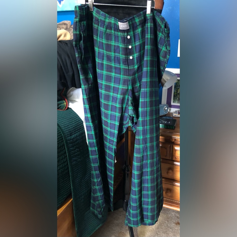J. Crew Navy and Green Black Watch Plaid Pajama Pants Sz.3X